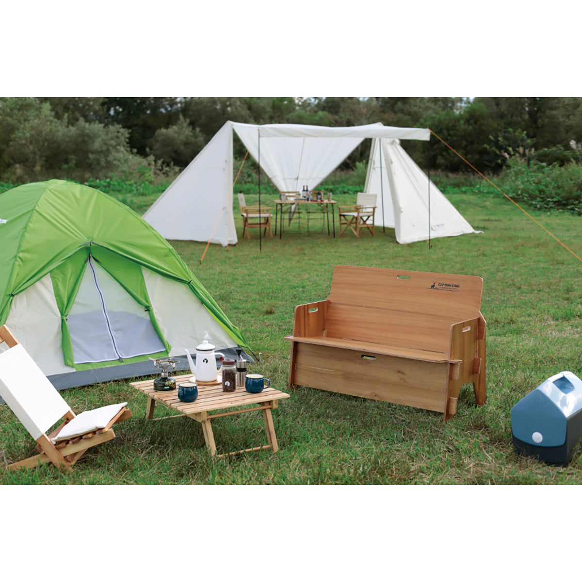 Captain Stag Classics 背靠式木質長凳 UP-1047