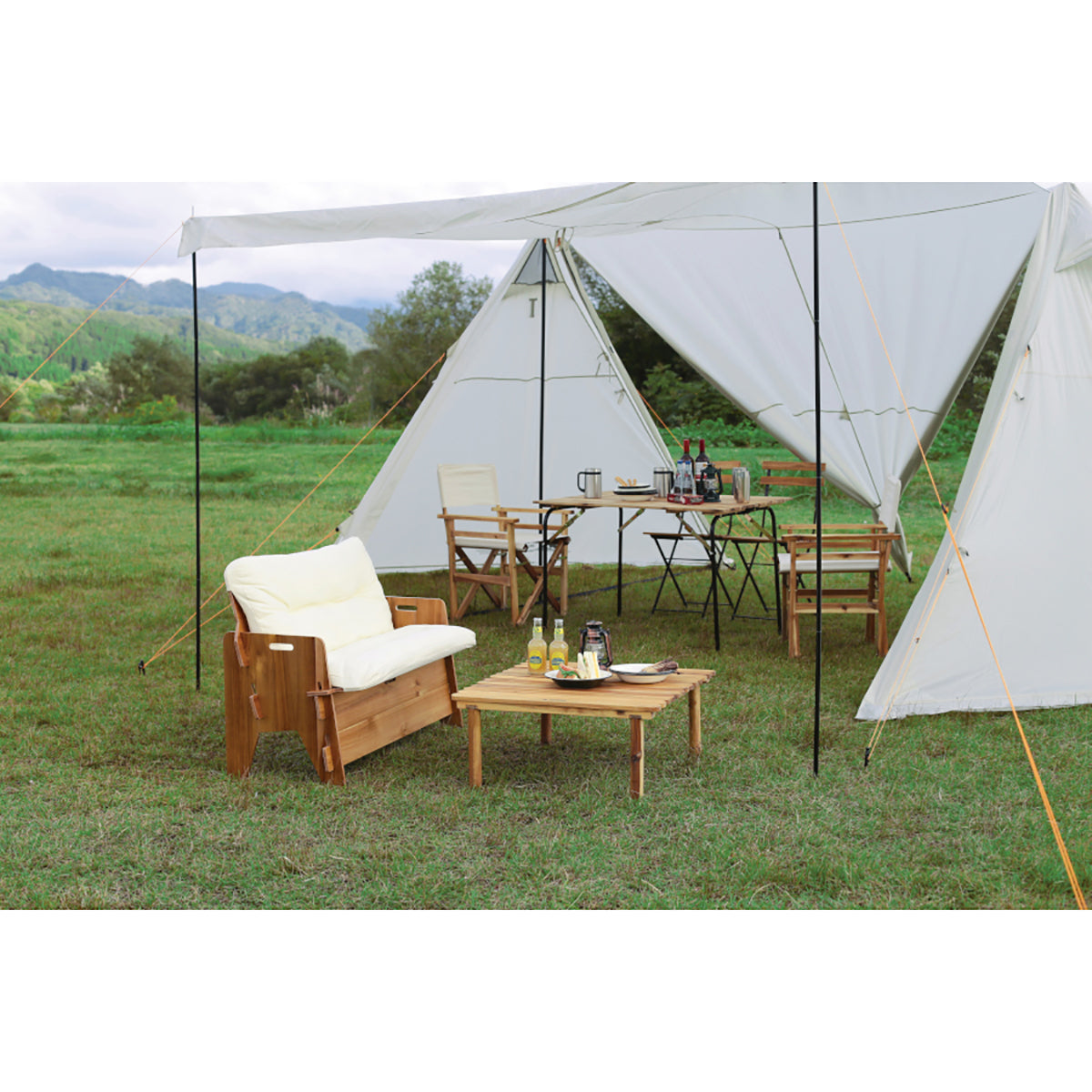 Captain Stag Classics 背靠式木質長凳 UP-1047