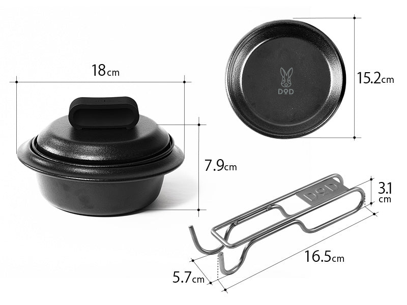 DOD Horo Hitori Gama 搪瓷鋼板餐具系列露營 煮食鍋 pp1-860-bk