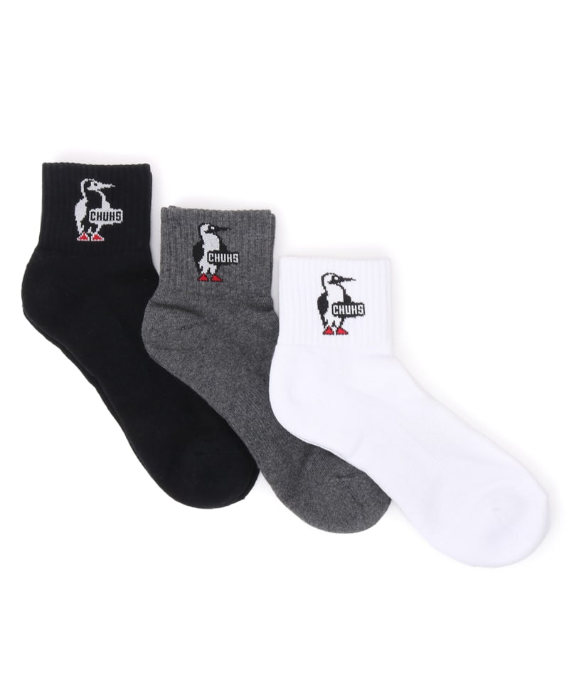 Chums 3P CHUMS Booby Crew Socks 黑白灰長襪 (3對)