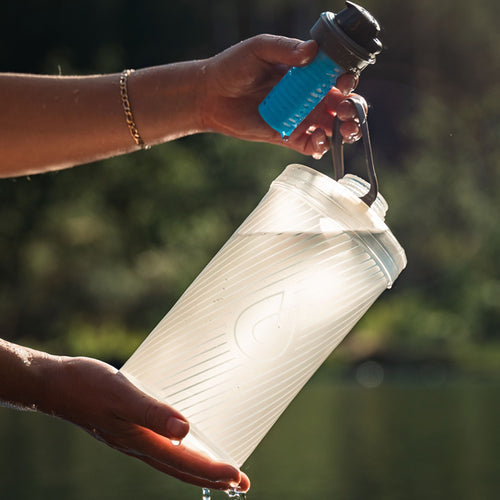 HydraPak Flux Filter Bottle 1.5L Clear/HP Blue 軟式摺疊水樽(連濾水器)