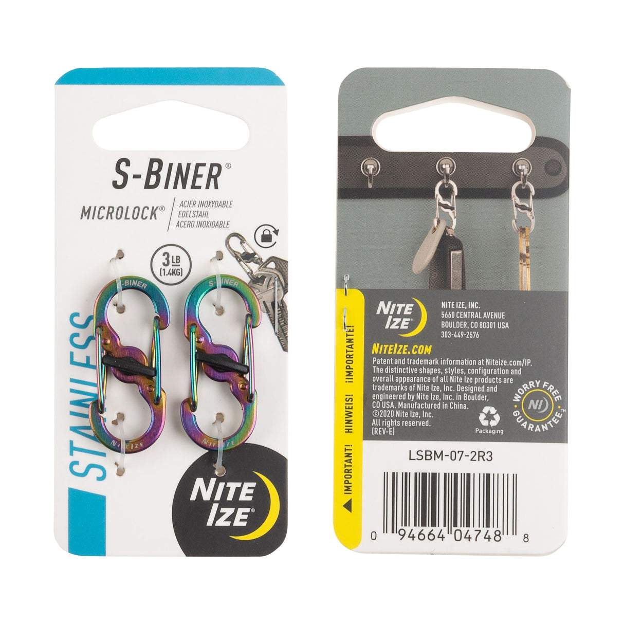 Nite Ize S-Biner MicroLock Stainless Steel 不銹鋼8字扣帶鎖(彩鈦色) LSBM-07-2R3