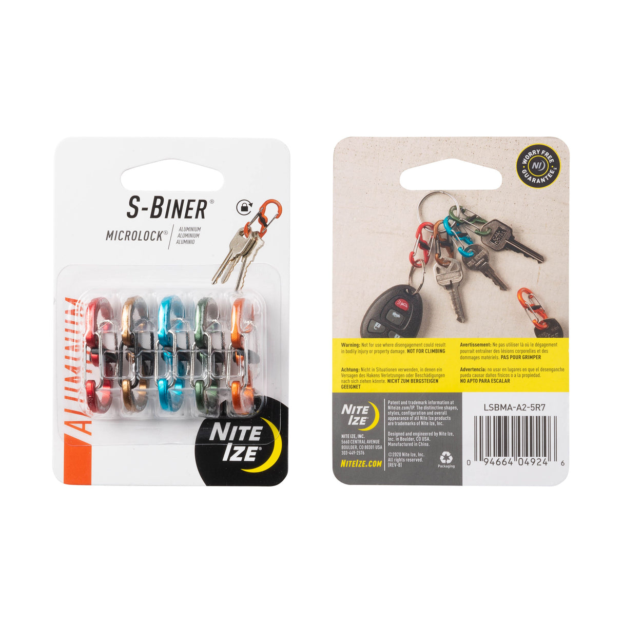 Nite Ize S-Biner MicroLock Aluminum Assorted 鋁合金8字扣帶鎖(彩色) LSBMA-A2-5R7